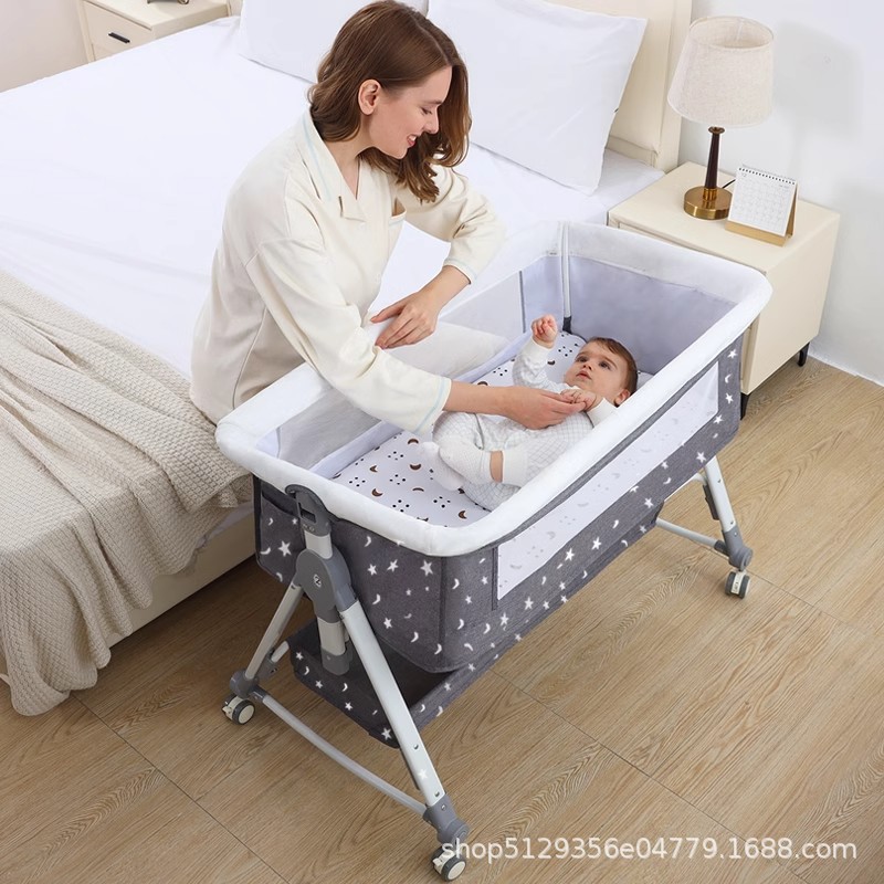 Cama para bebés de asiento plegable empalmado cama grande multifuncional portátil extraíble cama para bebés cuna cama