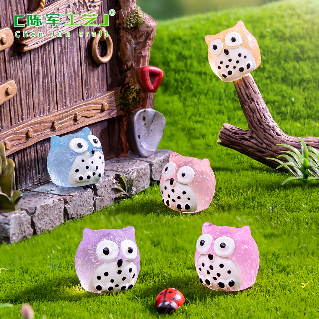 Cú mèo phát sáng, phụ kiện DIY bể rêu phát quang đêm, trang trí độc đáo (z-CJ-885)
