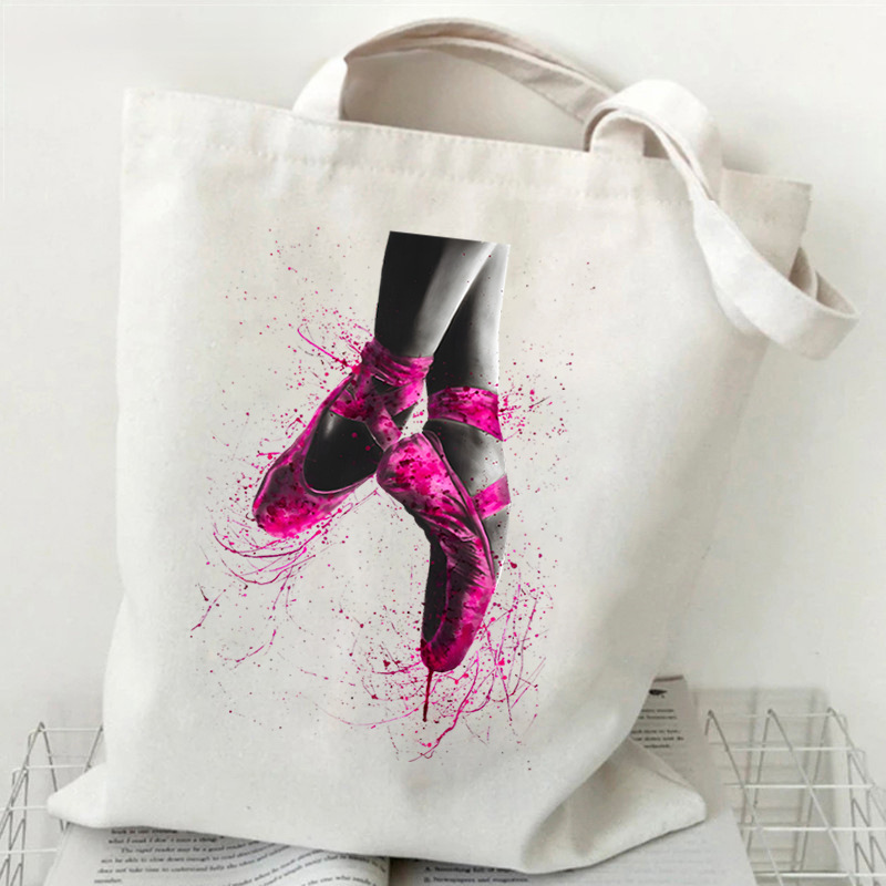 Dance Ballet Girl  Canvas Bag 芭蕾舞蹈女孩印花单肩手提帆布包