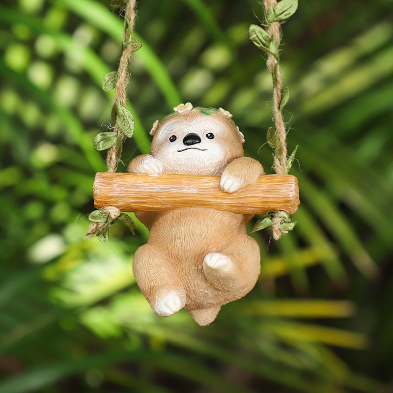 Círculos animados zoológico colgante divertido balcón patio jardín al aire libre perezoso ardilla resina paisaje colgante