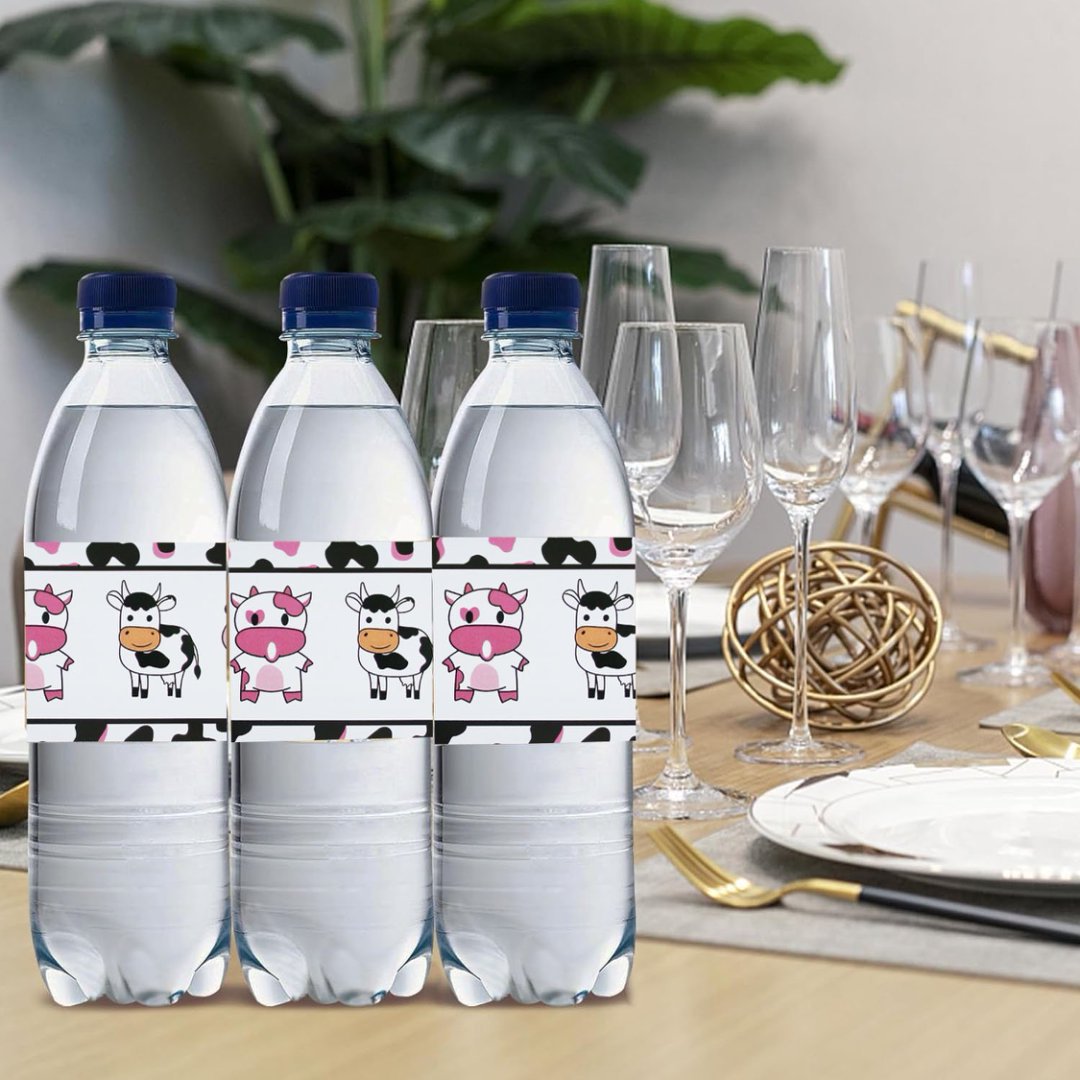 新款跨境农场奶牛派对水瓶贴跨境生日派对装饰水瓶贴贴纸贴画批发