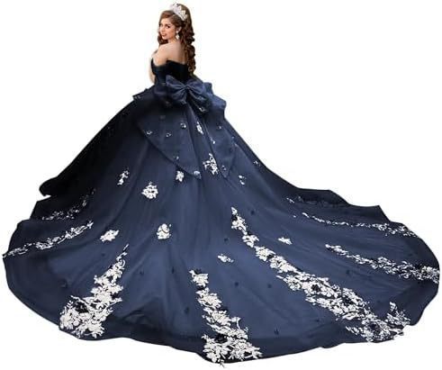 Vestido de noche francés de un solo hombro, nuevo banquete de cumpleaños transfronterizo, vestido de noche, lazo grande, cola larga