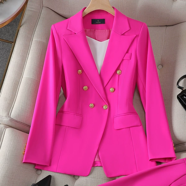 Rose red single suit suit