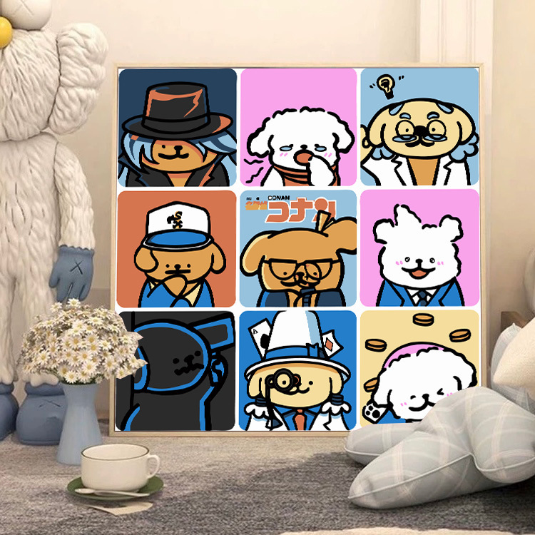 ライン子犬デジタル油絵 diy 手描き落書き漫画かわいい癒しの装飾メーカー卸売|undefined