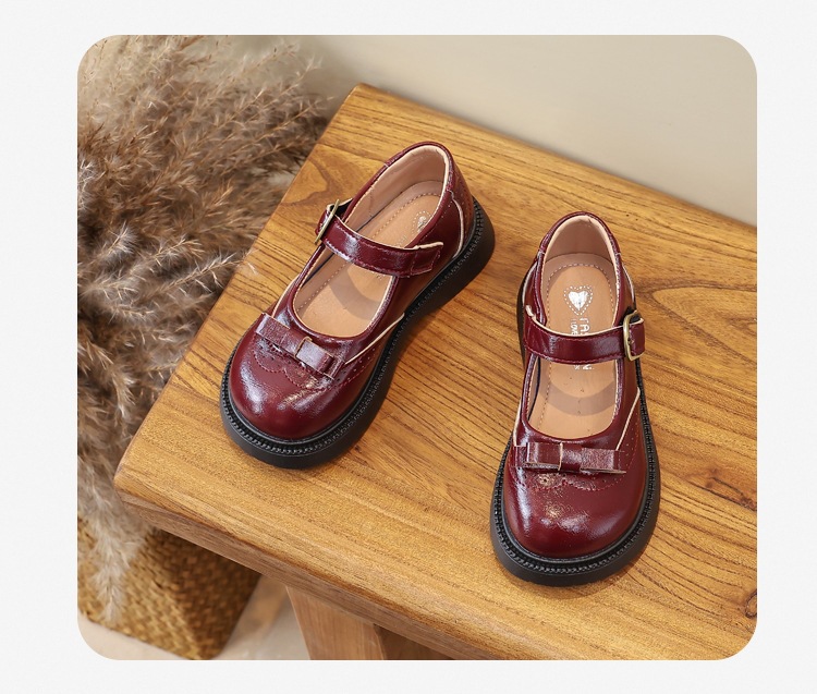 Mädchen Lederschuhe Mit Schleife Weiche Sohle Für Auftritte_voghion.com