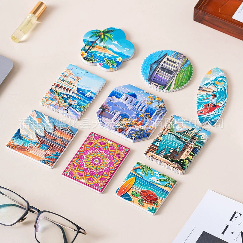  Ceramic refrigerator magnet mandala cross-border national cultural tourism scenic spots 3D relief design and production
