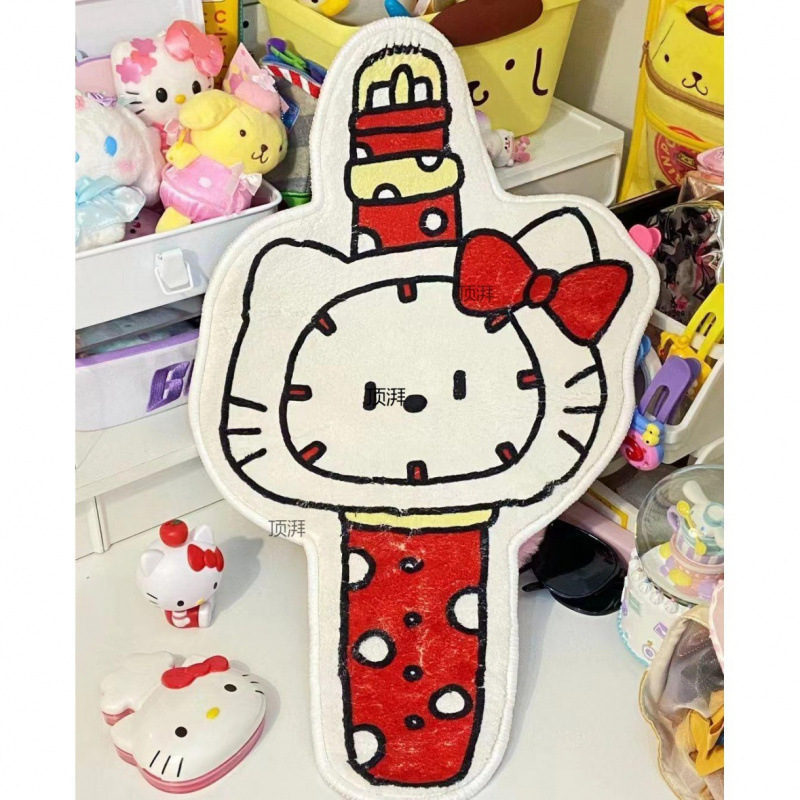 HELLOKITTY 플로어 매트 카펫 침실 침대 옆 거울 앞 장식 담요 수제 카펫 문 카펫 발 매트