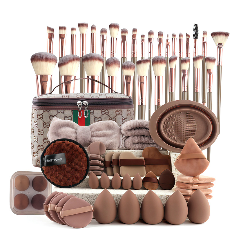 67 paquetes de café transfronterizo nuevo estilo 30 pinceles de maquillaje, borla de polvo, herramientas de belleza, gran combinación de una pieza