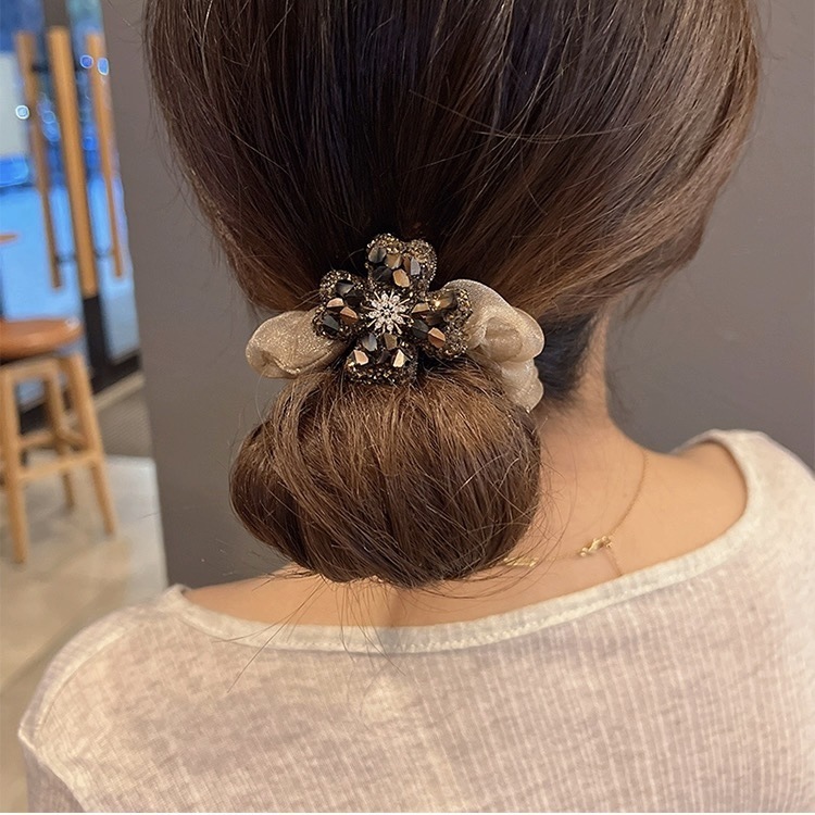 新しいスーパーフラッシュラインストーン四つ葉のクローバー大腸ヘアバンドヘアロープ女性のハイエンドヘアゴムバンドヘッドバンドヘアアクセサリー|undefined