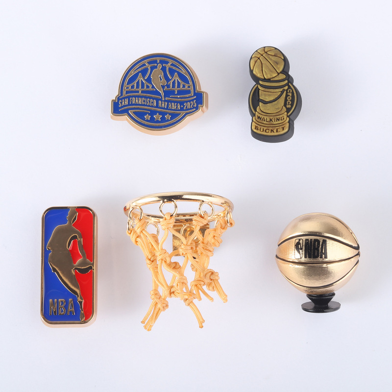 Cross-Border Shopping Mall Shoe Charm Accessories Nba Basketball Metal Pearl Rhinestone Shoe Charm Buckle Accessories Same Style as Xiaohongshu