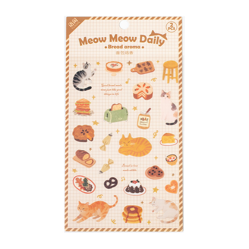 Pegatinas de ocio, notas de gato, lindo material impermeable de todo fósforo, tarjeta de taza de agua, collage de decoración de bricolaje