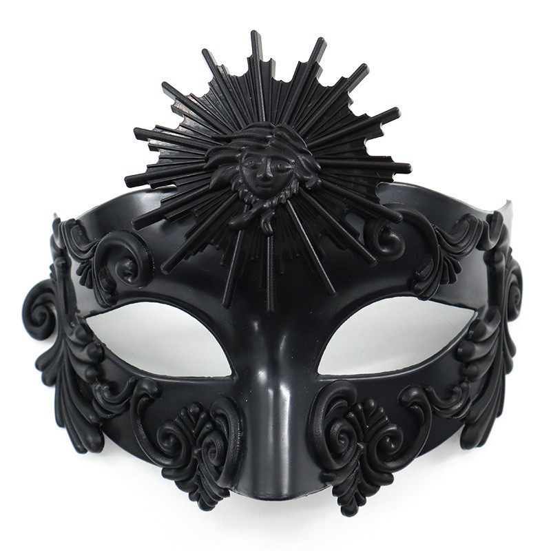 Amazon venta caliente carnaval borde lateral plumas metálicas mariposas retro máscaras de mitad de cara romana baile de maquillaje