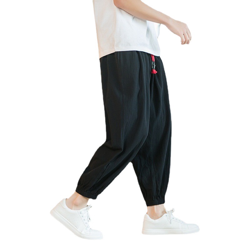 2022 pantalones de hombre de estilo chino pantalones de algodón y lino de verano Pantalones sueltos pantalones casuales de los hombres más el tamaño pantalones de lino flaco de los hombres