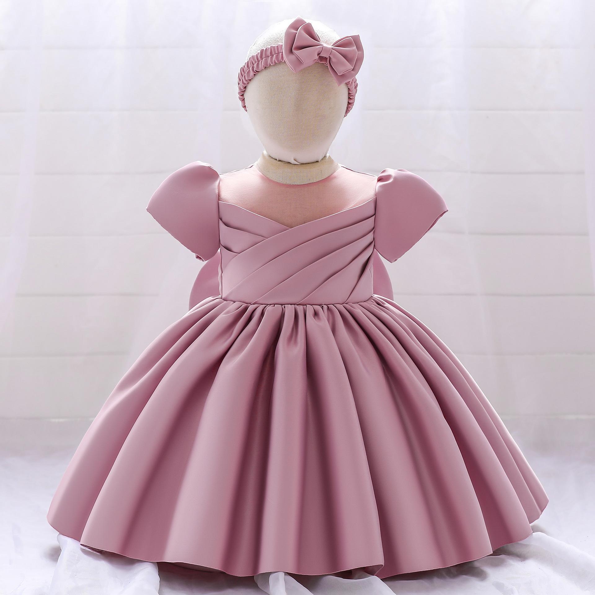 寶寶周歲生日派對禮服兒童公主裙新生兒洗禮服女孩婚紗花童禮服裙