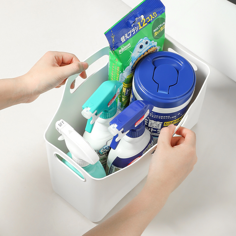 新しい多目的収納バスケット、デスクトップ長方形プラスチック整理バスケット、家庭用透明シンプルバスルーム分類収納バスケット|undefined