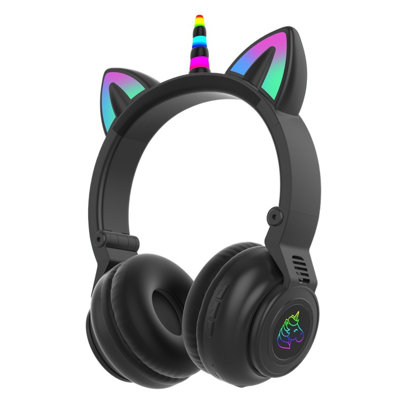 Auriculares STN-27 transfronterizos Auriculares Bluetooth unicornio luminoso inserción de tarjeta inalámbrica deportes auriculares de oreja de gato