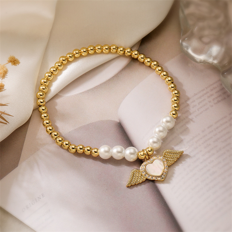 25g Weight Copper Pendant Material Zircon Inlay Material Bracelets Classification Copper Chain Material 1 Piece Quantity Outdoor, Shopping Occasion Copper Material Heart Shape, Wings Pattern Unisex Gender Inlay Design Copper Lady Inlay Heart Shape Wings Zircon Bracelets 7