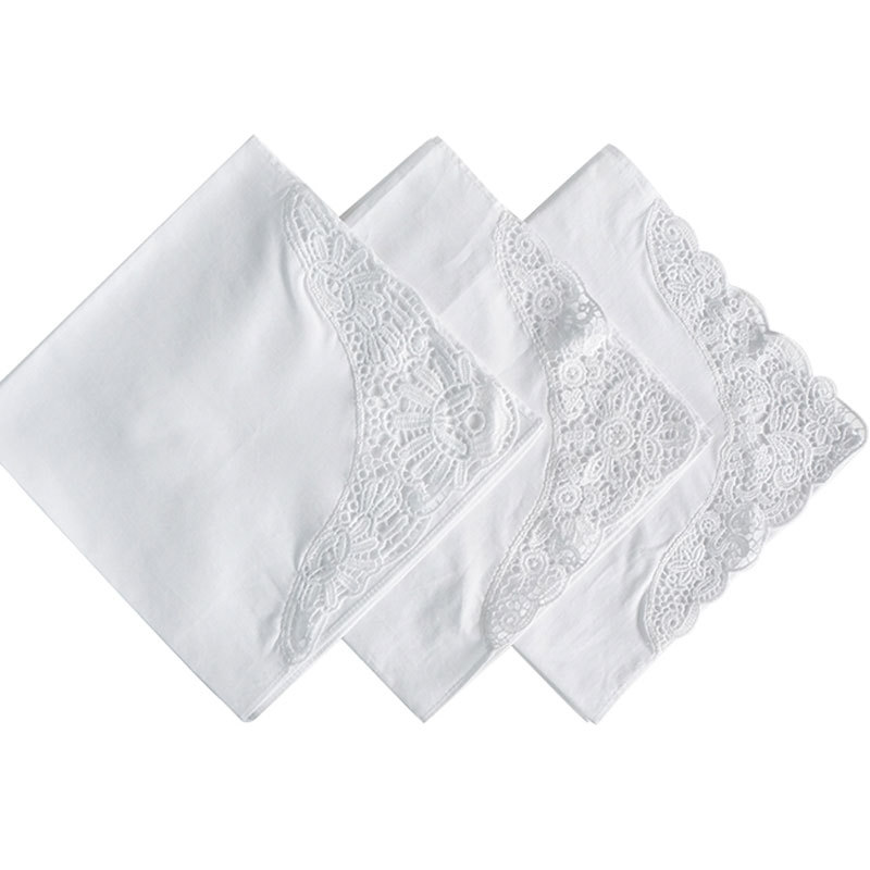 Pure white lace cotton lace handkerchief 60 thick hand wedding ceremony white handkerchief tie-dyed logo small square 35cm