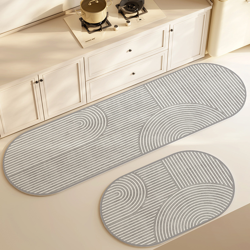 シンプルなわびさびスタイルの珪藻泥フロアマット、家庭用キッチンやレストラン用、汚れにくく洗える2点セット、寝室用滑り止めベッドサイドブランケット|undefined