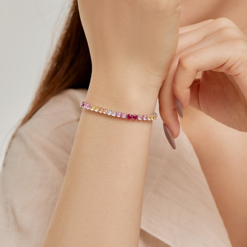 12g Weight Zircon Inlay Material Bracelets Classification 1 Piece Quantity Daily, Street Occasion 925 Sterling Silver Material Water Droplets, Heart Shape, Flower Pattern Women's Gender Inlay Design IG Style, Shiny Style 925 Sterling Silver Bracelets IG Style Shiny 19