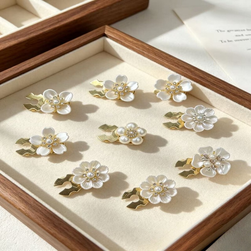 Amazon's best-selling new product: button sets with pearls, rhinestones, and gardenia flowers for suits and shirts, cufflinks, and crystal flower buttons wholesale