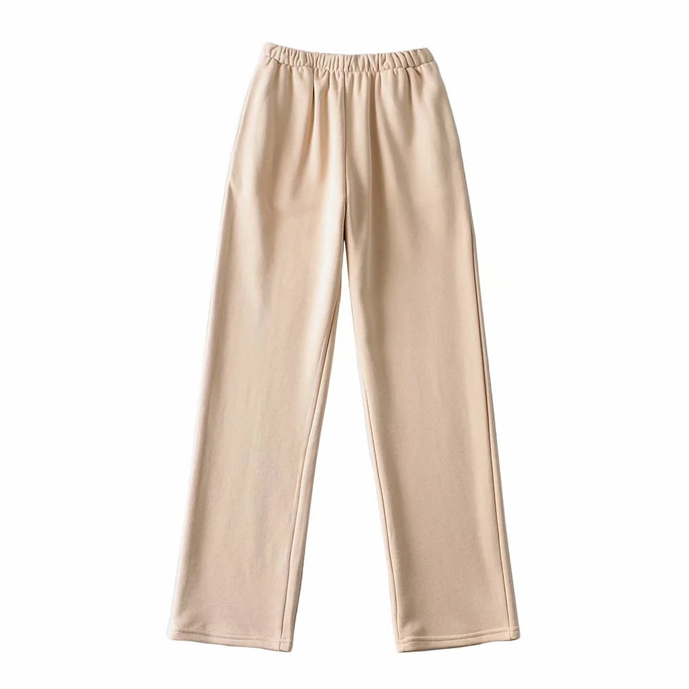 elastic waist solid color sports trousers NSHS29376