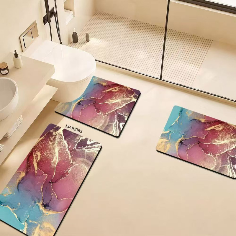 Alfombra de barro de diatomeas simple, alfombrilla de baño de secado rápido absorbente de agua especial, alfombrilla de baño de tres piezas antideslizante y resistente a la suciedad