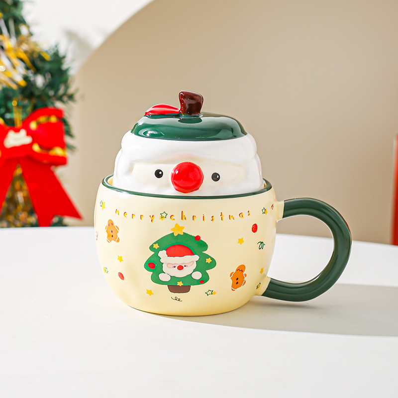 Regalos de Navidad tazas de cerámica con tapa de taza de marca creativa para chicas lindas tazas de agua caseras de oficina