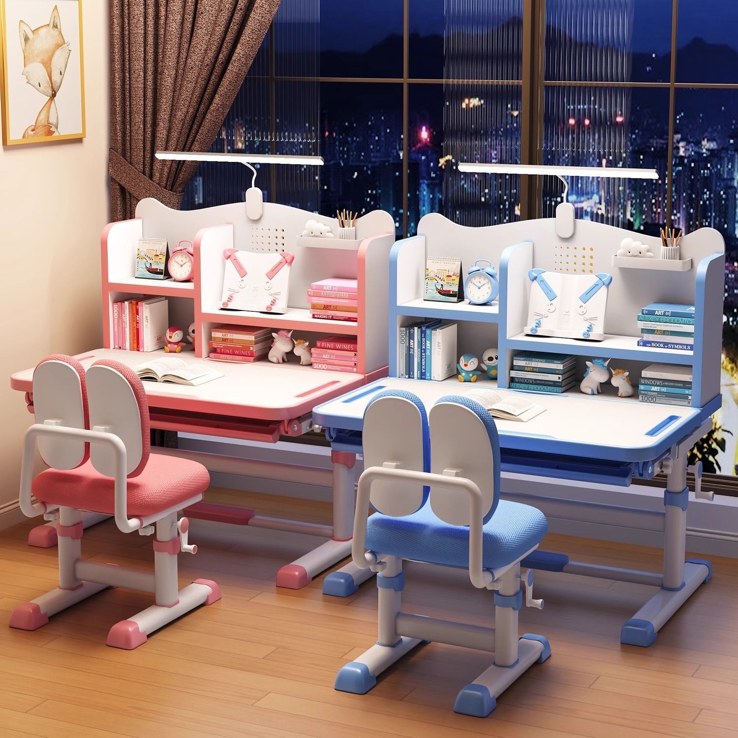 Children's Study Table, Primary School Student's Home Writing Desk, Liftable Desk, Homework Desk and Chair Set