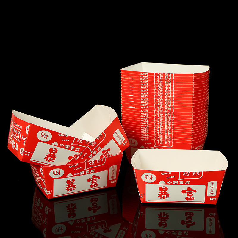 En stock sin descuento Noreste fideos fríos horneados caja de embalaje puesto comercial desechable cadena frita caja de aperitivos para llevar caja de embalaje