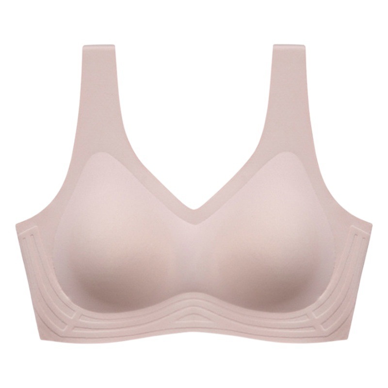 Tira de jalea soporte suave hombro ancho belleza espalda ropa interior sin costuras las mujeres cómodo inalámbrico transpirable látex Sujetador push up 116