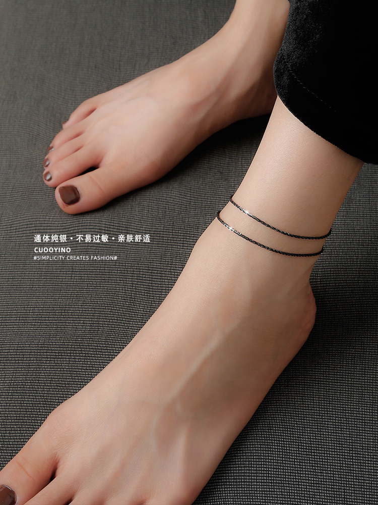 [Mu Xi] Gypsophila anklet female sterling silver anklet female 2021 New Net red anklet female ins niche design