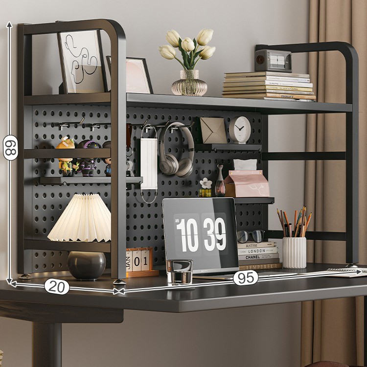 Agujero de escritorio tablero de hierro estantería escritorio rack de almacenamiento dormitorio estante de almacenamiento en capas escritorio hogar organizador rack
