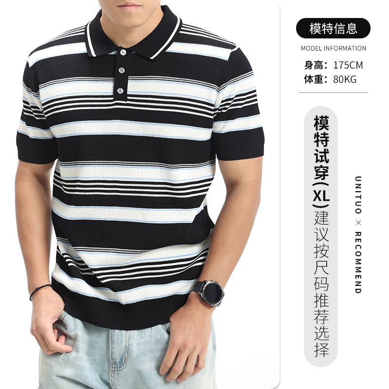 Hombres nuevos rayos de hielo polo camiseta de manga corta para hombres de alto nivel vieja camiseta casuales de verano de moda de hombre