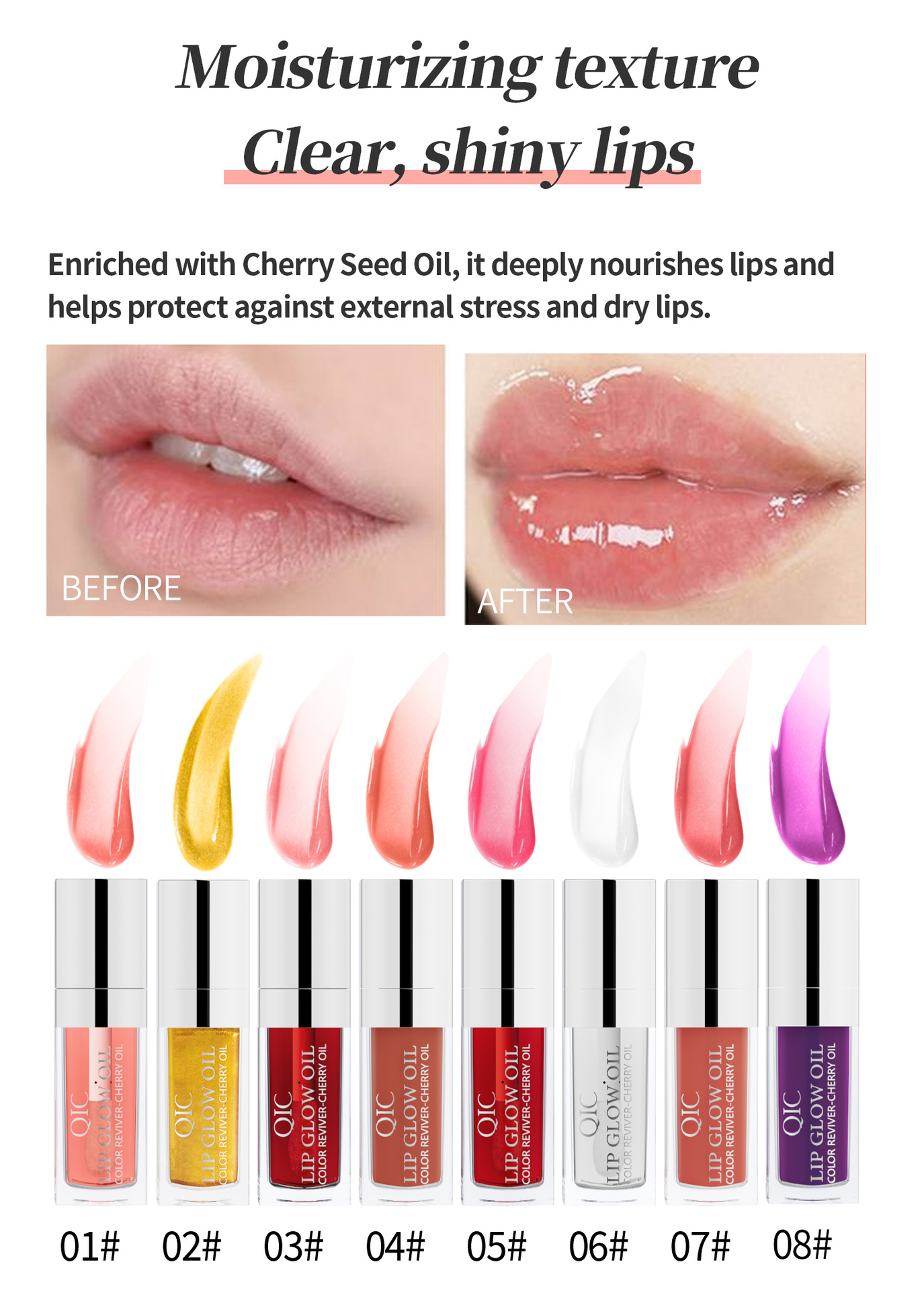 QIC Qini Lip Moisturizing Oil Moisturizing Lip Balm Transparent Dudu Lip Gloss Glass Lip Moisturizing Oil Cross-border bestsellers undefined