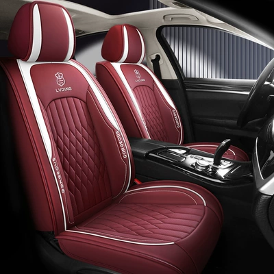 3D three-dimensional all-inclusive – Universal seat cover - wine-red-single-seat-full-leather