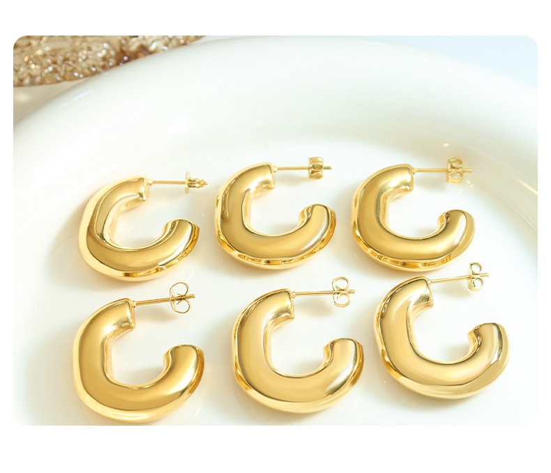 10g Weight Earrings Classification 1 Pair Quantity Street Occasion Titanium Steel Material U Shape Pattern Women'S Gender Plating Design Simple Style Style Simple Style U Shape Titanium Steel Plating Earrings 1 Pair 8
