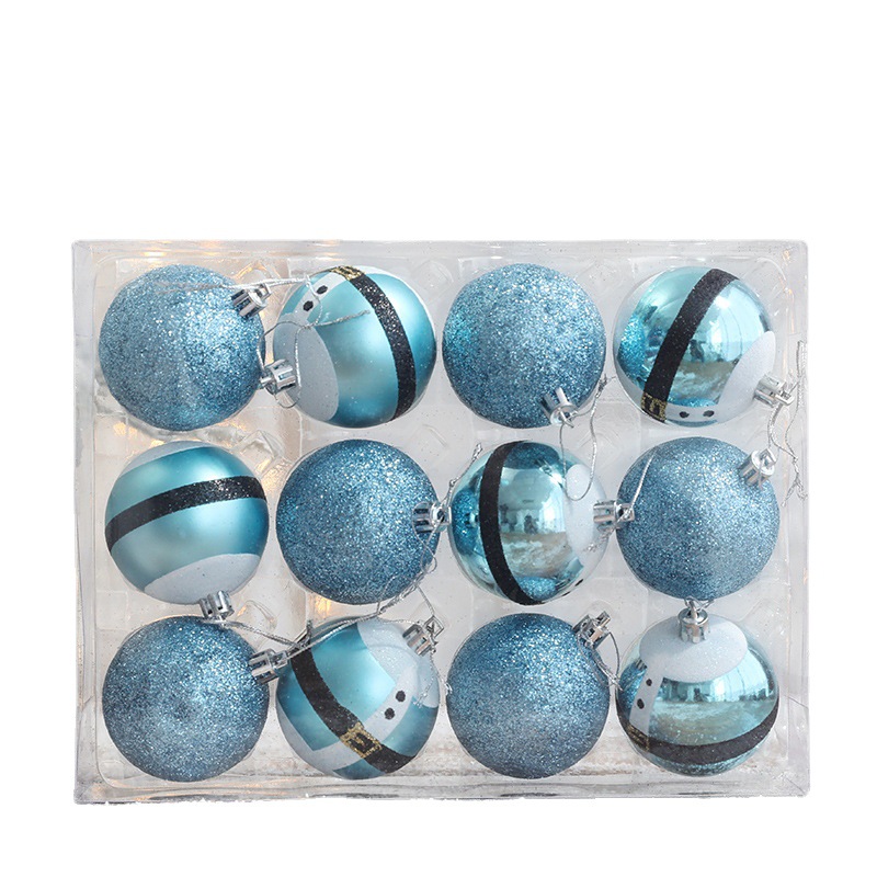 Decoración navideña transfronteriza de Hong Kong Heng para los ancianos colgante de árbol de bola pintada 12 juegos de decoración navideña en caja Bola de forma especial