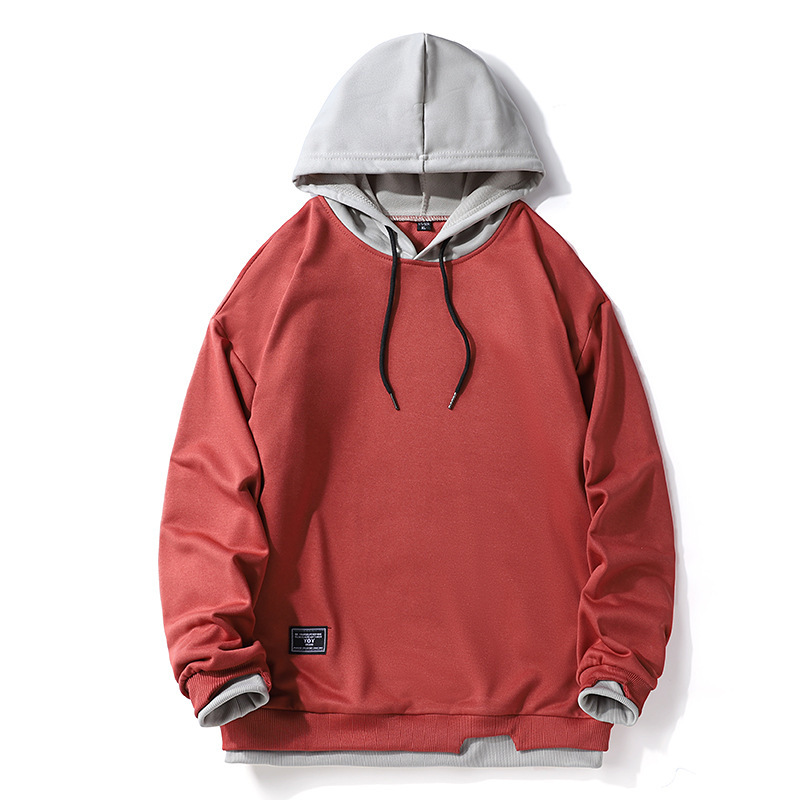 Hooded Sweatshirt Men's Fake Two-Piece 2024 Autumn and Winter Men's Korean Style Slim Youth Casual Stylish Tops and Jackets Handsome