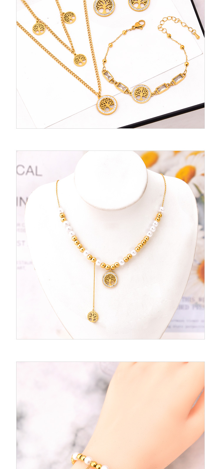 6g Weight PVD Coated Gold Plating Process Gold Plated, Real Gold Plated Plating Material PVD Coated Real Gold Plated Geometric Stainless Steel Modern Style Waterproof Non Tarnish Bracelets Earrings Necklace