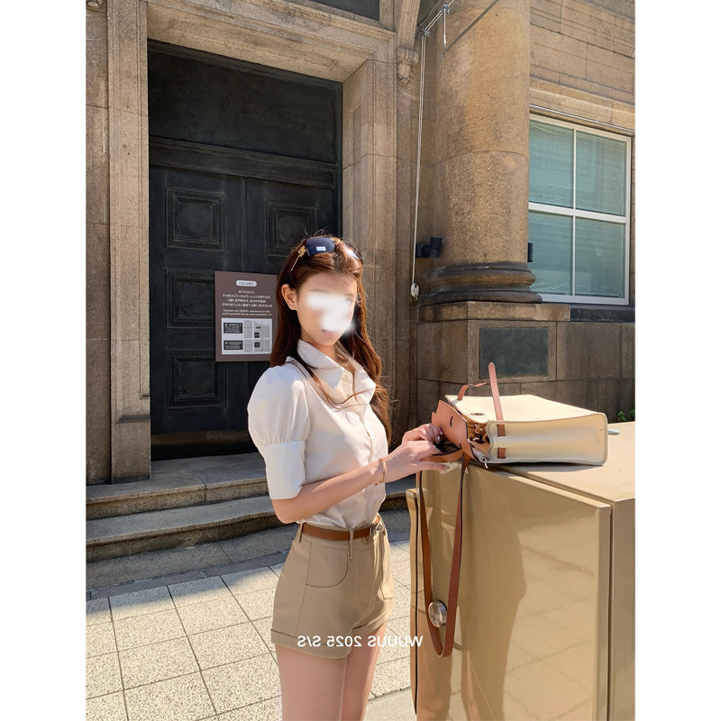 Wuuus [ライトアーバン] スリムプロポーションカジュアルカールショーツ女性用2025新作スリムパンツ|undefined
