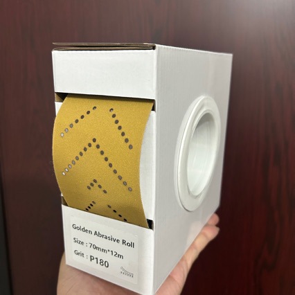 跨境汽车打磨砂砂卷长条70mmx12米手撕黄色旋风多孔砂纸卷