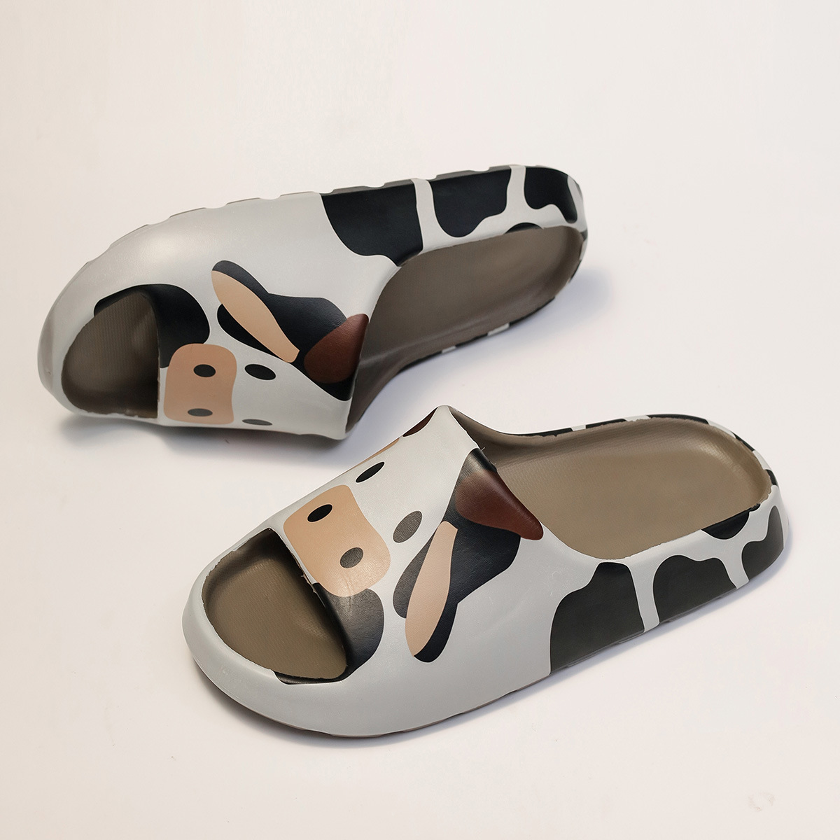 Women's Cow Print Eva Slippers Thick Soled Beach Sandals_voghion.com