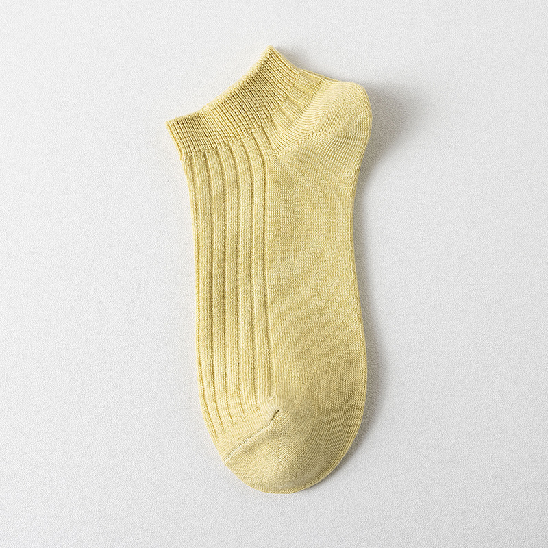 Calcetines de algodón de color sólido fino de verano para mujer Calcetines de color básico japonés de doble aguja calcetines de mujer de corte bajo