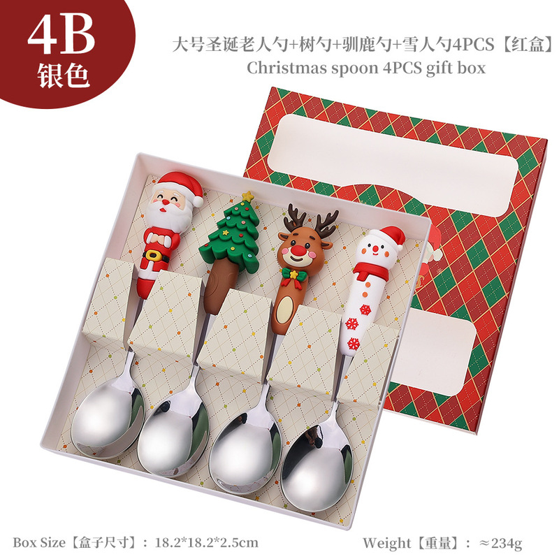 クロスボーダークリスマススプーンとフォーク食器セットヘラジカクリスマスツリーサンタクロース大型ゴールデンスプーンクリスマス食器|undefined