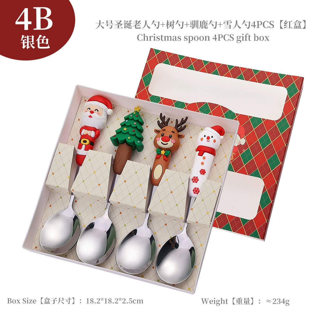 Christmas tableware set, large decorative spoon and fork, silver or titanium gold, 18 cm