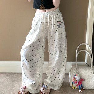 Hello Kitty, hello kitty, cute fuchsia autumn comfortable cartoon trousers