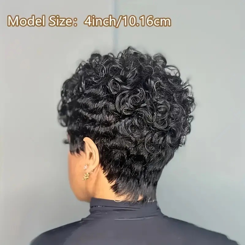 Perruque courte afro en fibres synthétiques bouclées, style à clips, cheveux ondulés pour un usage quotidien_voghion.com