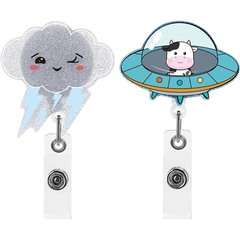 閃粉雲朵牛系列亞克力醫生護士胸牌ID姓名識別標籤醫院護士徽章夾