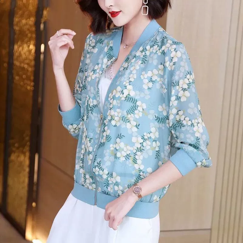 Кардиган/жакет из шифона Yuanfei, стиль Кореи, легкая летняя блузка на больших размерах